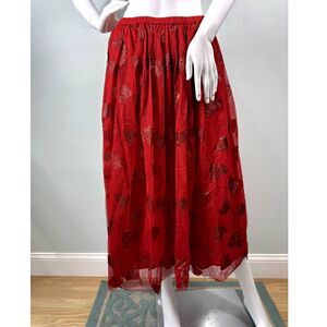 Cat and Jack Red Glitter Heart Long Mesh Tulle Flowy Skirt size Girls XL 14/16
